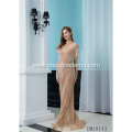 Latest design prom gown sequined v neck high split long evening prom party dresses with back drop towel